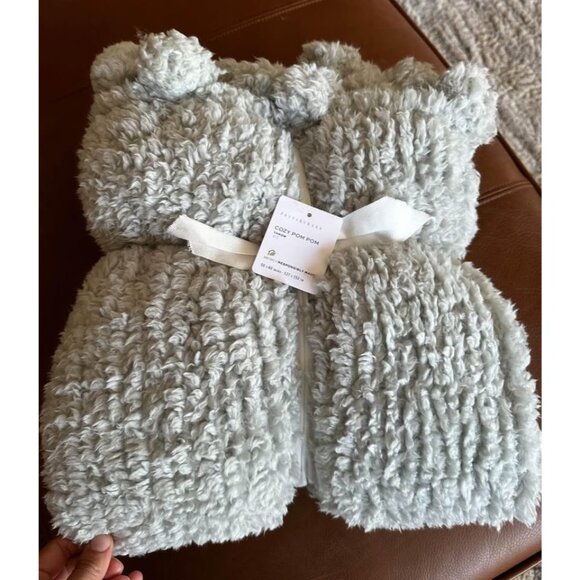 pottery barn cozy pom pom throw. 50x60. new - Picture 1 of 2